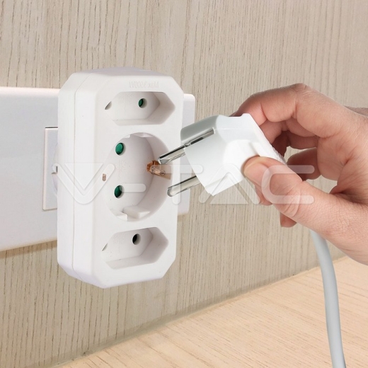 Adaptador 2 x 2.5A 1 x 16A blanco - 10