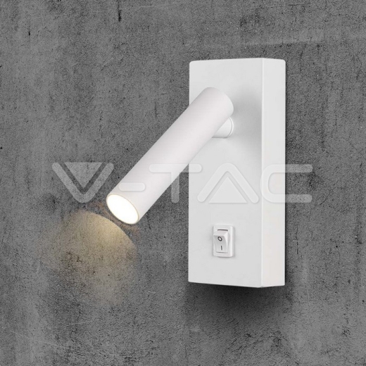 Foco LED de Pared 2W Cuadrado con Interruptor 3000K Cuerpo Blanco - 8