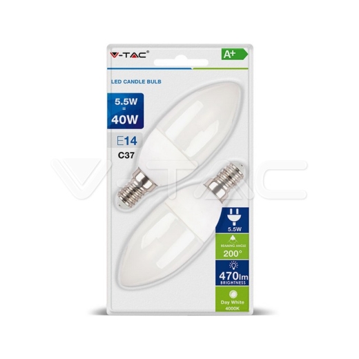Bombilla LED 5.5W E14 Vela Luz Fría 2 unid./Blíster Bombilla LED 5.5W E14 Vela Luz Fría 2 unid./Blíster