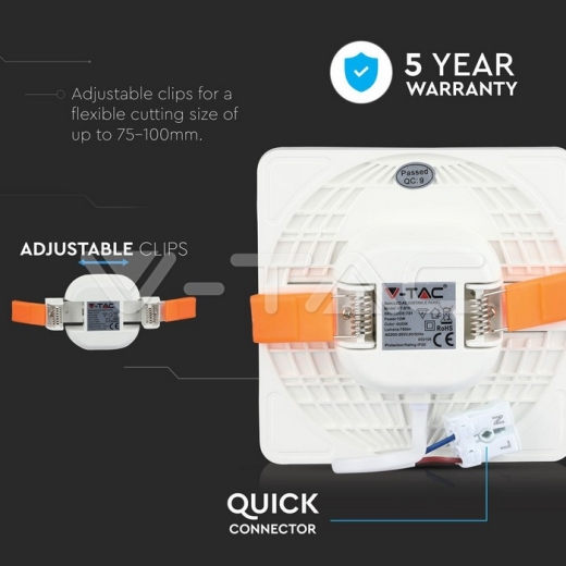 12W LED Panel Adjustable SAMSUNG Chip Square 4000K - 4