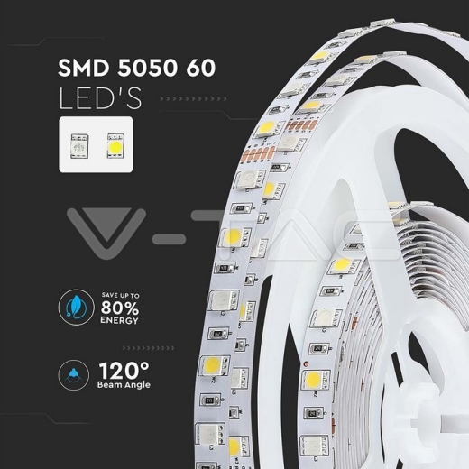 LED Strip SMD5050 60 LEDs IP20 RGB + 6400K - 5