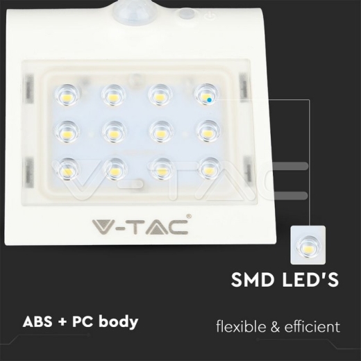 Lámpara LED solar 1.5W cuerpo blanco 4000K - 6