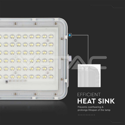 15W LED Solar Floodlight 4000K Replaceable Battery 3m Wire White Body - 5