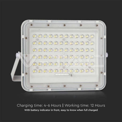 15W LED Solar Floodlight 4000K Replaceable Battery 3m Wire White Body - 9