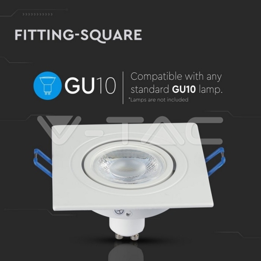 1 x GU10 Soporte Cuadrado Blanco - 4