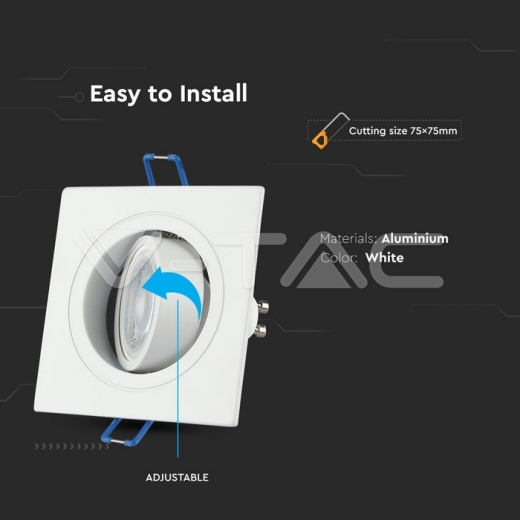 1 x GU10 Soporte Cuadrado Blanco - 5