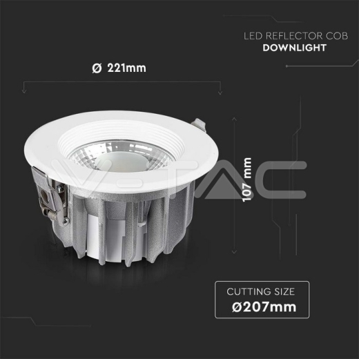 30W LED COB Downlight Reflector COB Redondo 4500K - 10