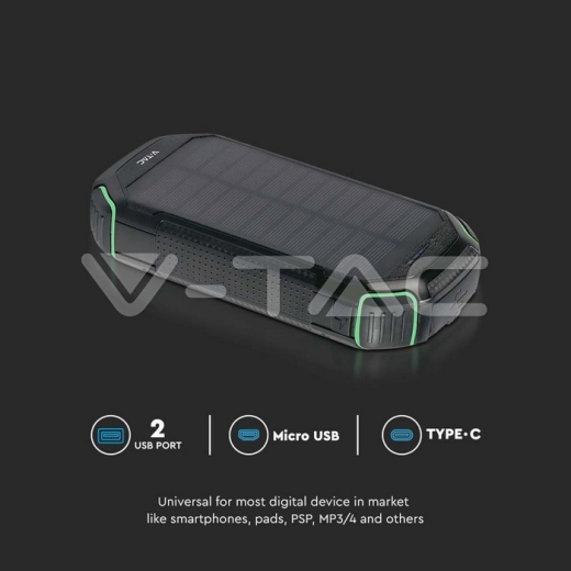 Cargador inalámbrico solar de 30000 mAh Banco de energía negro - 11