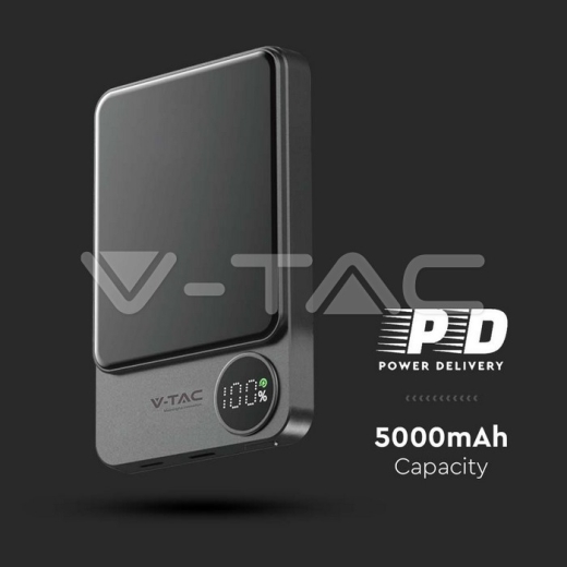 Batería externa magnética inalámbrica de 5000 mAh y 9 mm gris - 6