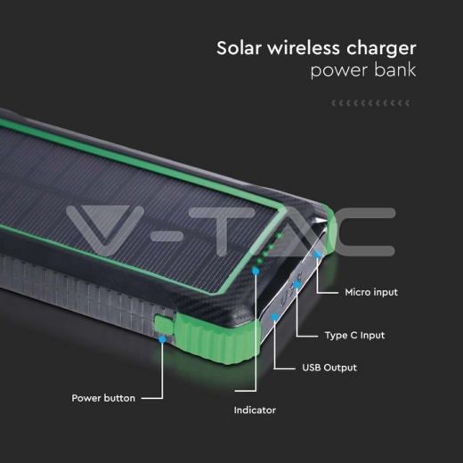 Cargador inalámbrico solar 10000mAh Banco de energía Blanco - 8