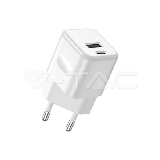 Cargador rápido de 20W de doble puerto 1PD + 1 QC blanco - 2