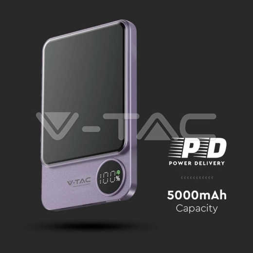 Batería externa magnética inalámbrica de 5000 mAh y 9 mm Púrpura - 6
