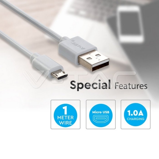Micro cable USB 1 m. Blanco Pearl Series - 3